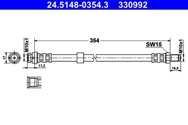 Przewód hamulcowy elastyczny ATE 24.5148-0354.3