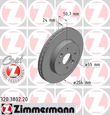 Tarcza hamulcowa ZIMMERMANN 320.3802.20