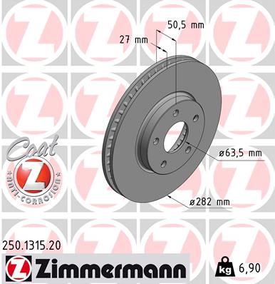 Tarcza hamulcowa ZIMMERMANN 250.1315.20