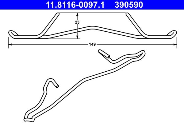 Sprężyna zacisku hamulca ATE 11.8116-0097.1