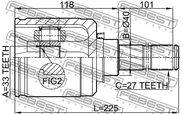 Przegub FEBEST 0211-J1020GLH