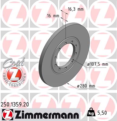 Tarcza hamulcowa ZIMMERMANN 250.1359.20