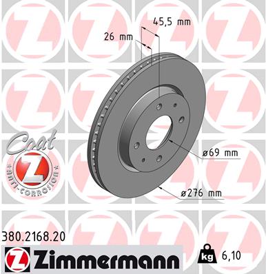 Tarcza hamulcowa ZIMMERMANN 380.2168.20