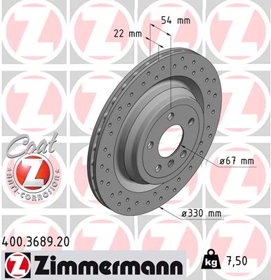 Tarcza hamulcowa ZIMMERMANN 400.3689.20