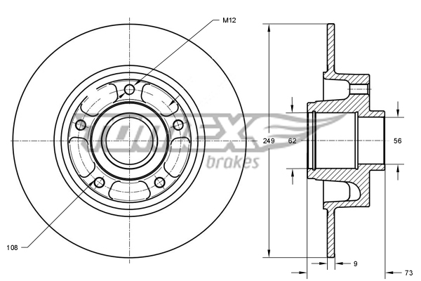 Tarcza hamulcowa TOMEX BRAKES TX 73-611