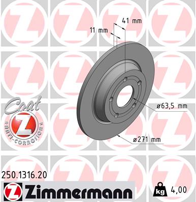 Tarcza hamulcowa ZIMMERMANN 250.1316.20
