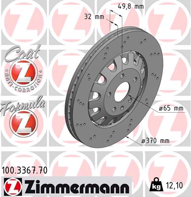 Tarcza hamulcowa ZIMMERMANN 100.3367.70