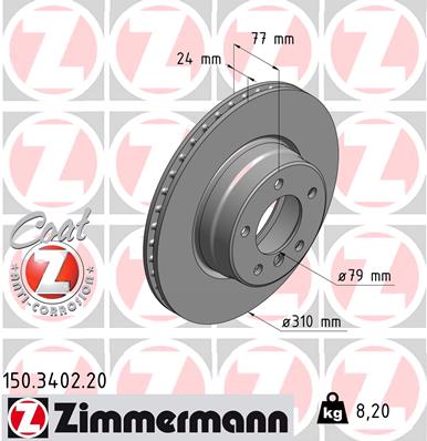 Tarcza hamulcowa ZIMMERMANN 150.3402.20