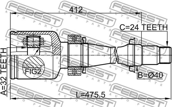 Przegub wału FEBEST 0111-CDT220RH