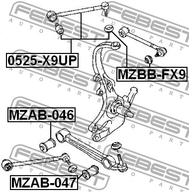 Wahacz zawieszenia koła FEBEST 0525-X9UP