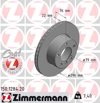 Tarcza hamulcowa ZIMMERMANN 150.1284.20