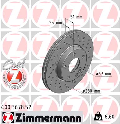 Tarcza hamulcowa ZIMMERMANN 400.3678.52