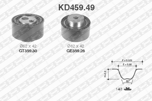 Zestaw paska rozrządu SNR KD459.49