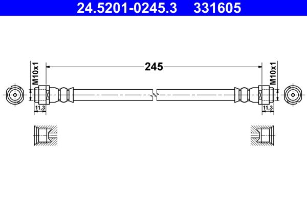 Przewód hamulcowy elastyczny ATE 24.5201-0245.3