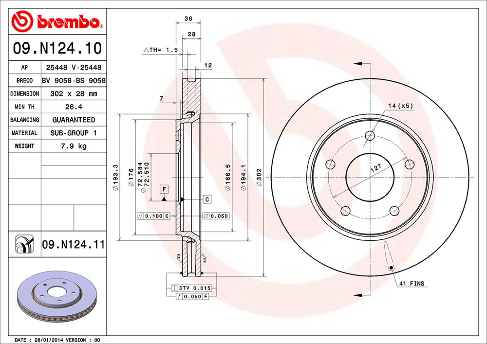 Tarcza hamulcowa BREMBO 09.N124.11