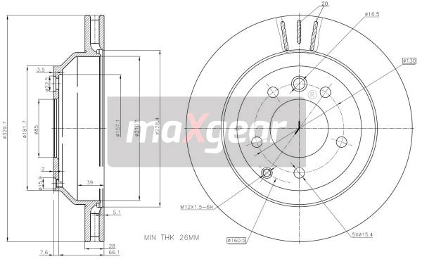 Tarcza hamulcowa MAXGEAR 19-1833