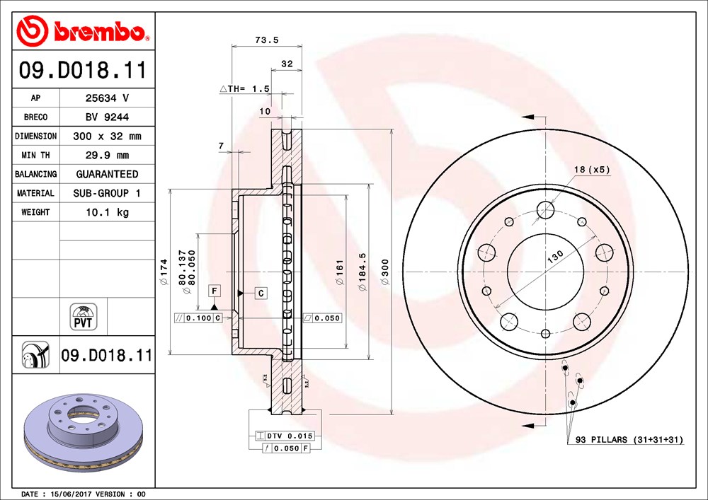 Tarcza hamulcowa BREMBO 09.D018.11