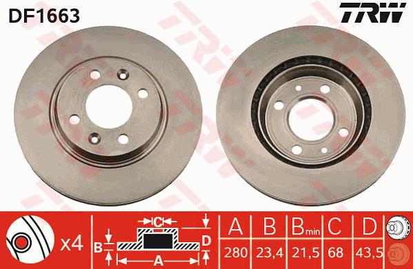 Tarcza hamulcowa TRW DF1663