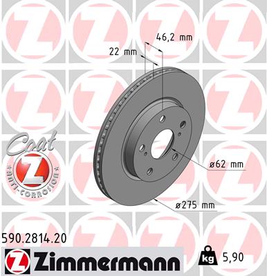 Tarcza hamulcowa ZIMMERMANN 590.2814.20
