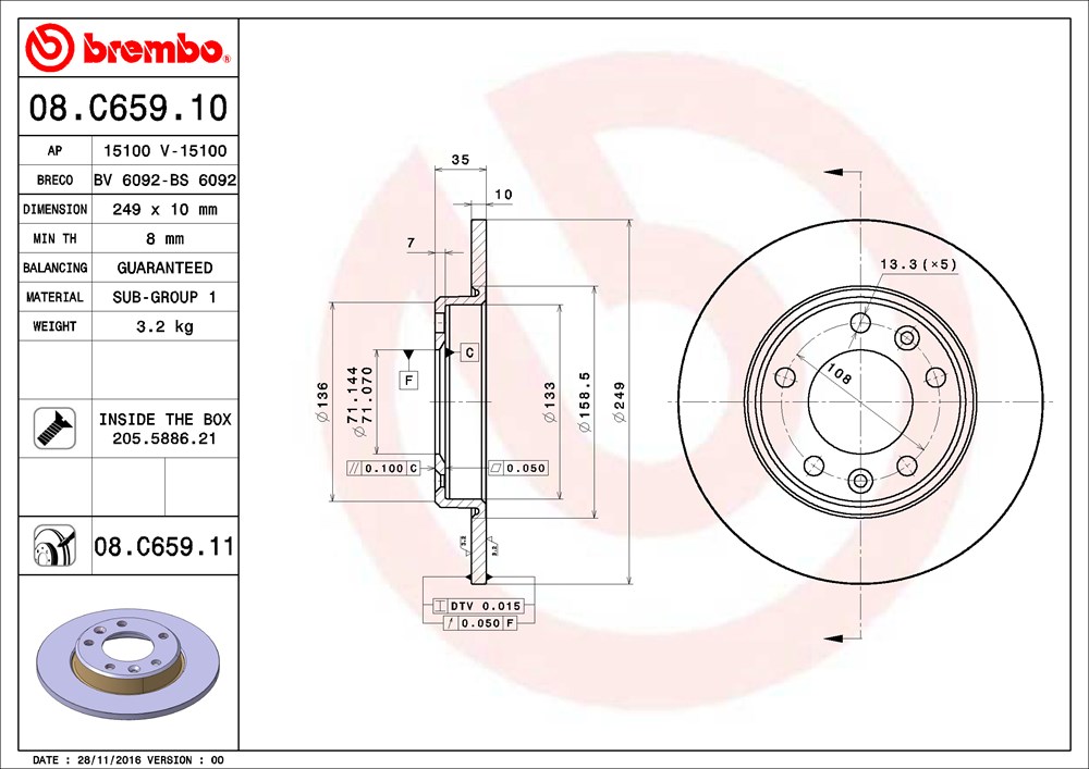 Tarcza hamulcowa BREMBO 08.C659.11