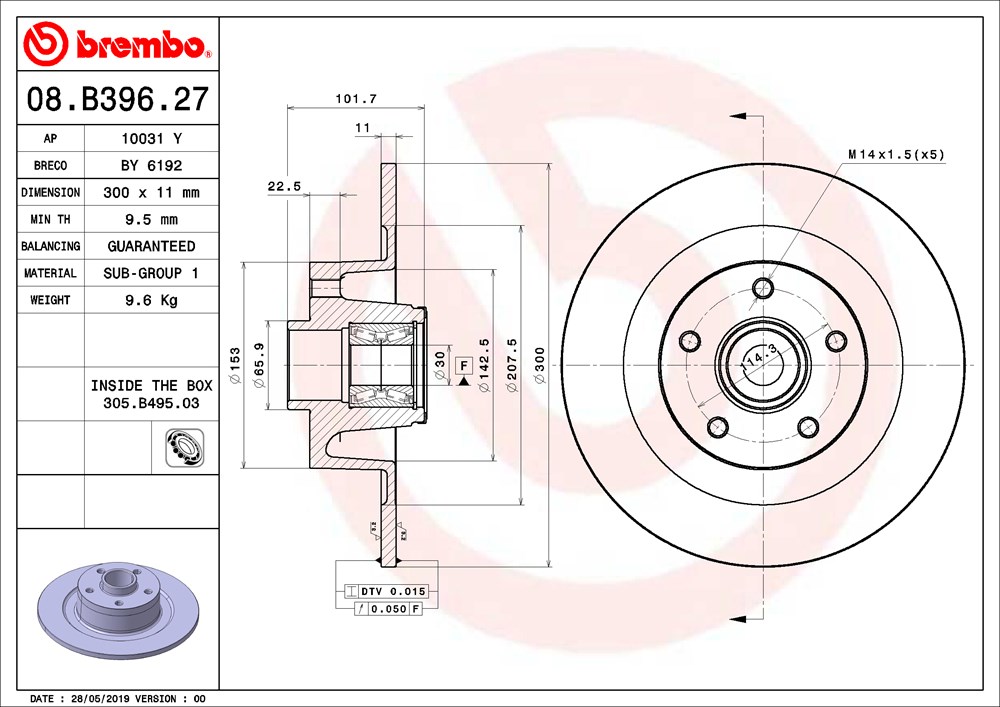 Tarcza hamulcowa BREMBO 08.B396.27