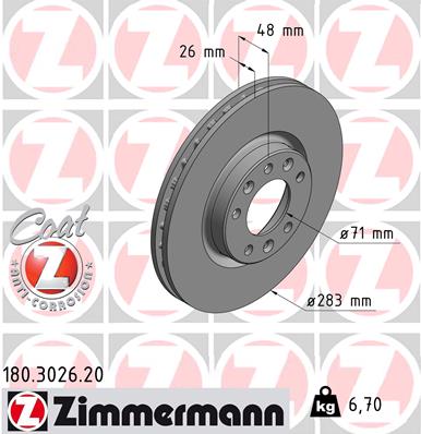 Tarcza hamulcowa ZIMMERMANN 180.3026.20