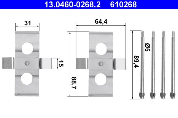 Zestaw akcesoriów montażowych  klocków hamulcowych ATE 13.0460-0268.2
