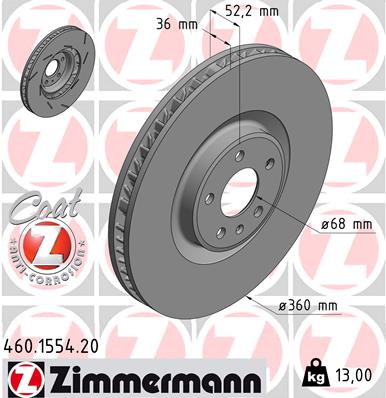 Tarcza hamulcowa ZIMMERMANN 460.1554.20