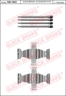 Zestaw akcesoriów montażowych  klocków hamulcowych QUICK BRAKE 109-1643
