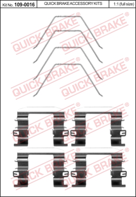 Zestaw akcesoriów montażowych  klocków hamulcowych QUICK BRAKE 109-0016