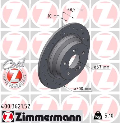 Tarcza hamulcowa ZIMMERMANN 400.3621.52