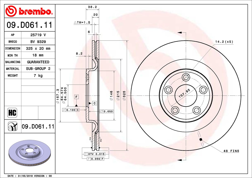 Tarcza hamulcowa BREMBO 09.D061.11