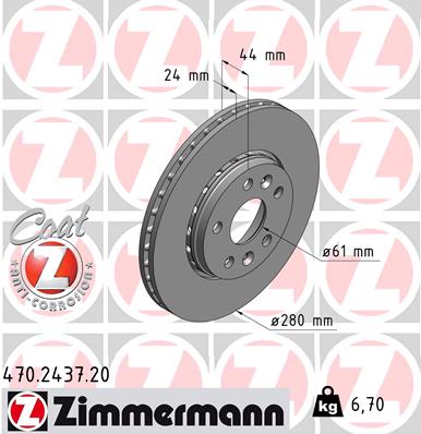 Tarcza hamulcowa ZIMMERMANN 470.2437.20