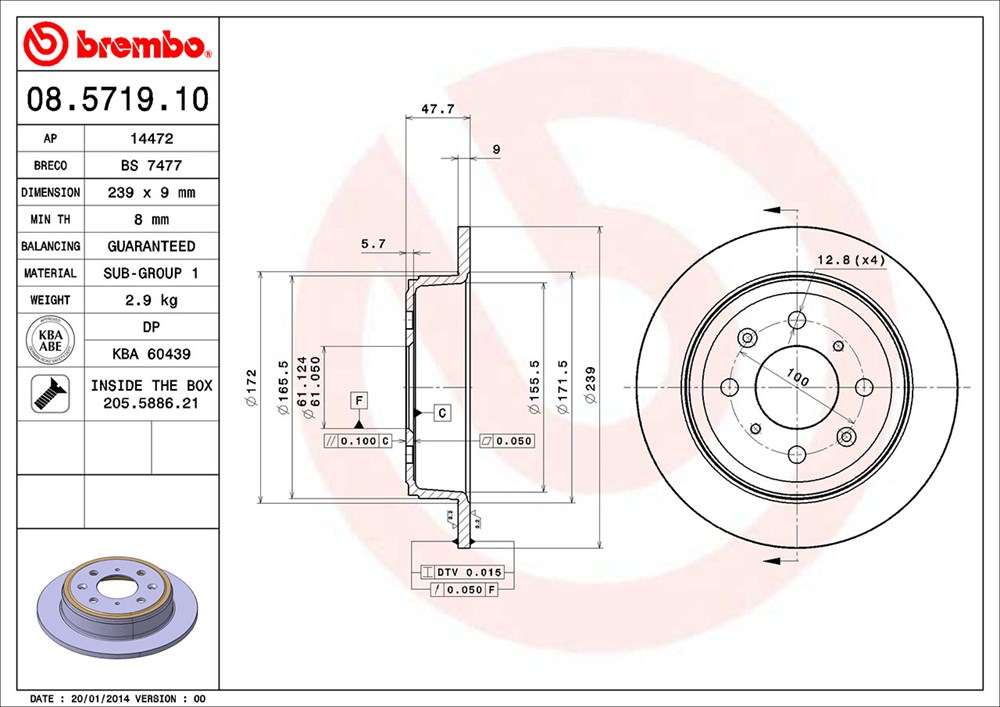 Tarcza hamulcowa BREMBO 08.5719.10