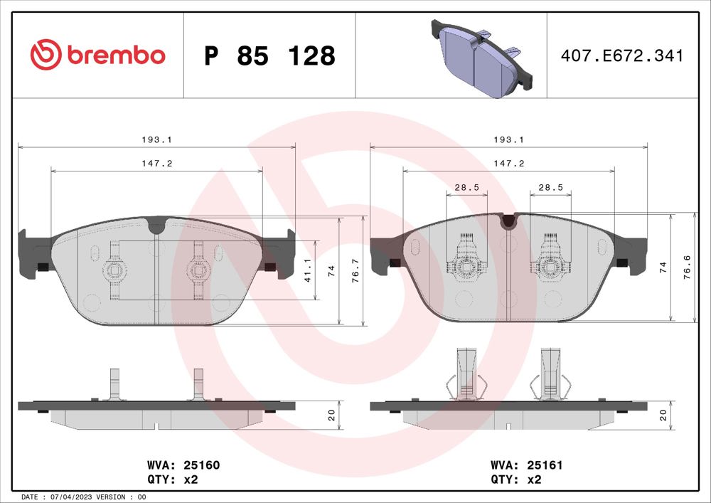Klocki hamulcowe BREMBO P 85 128
