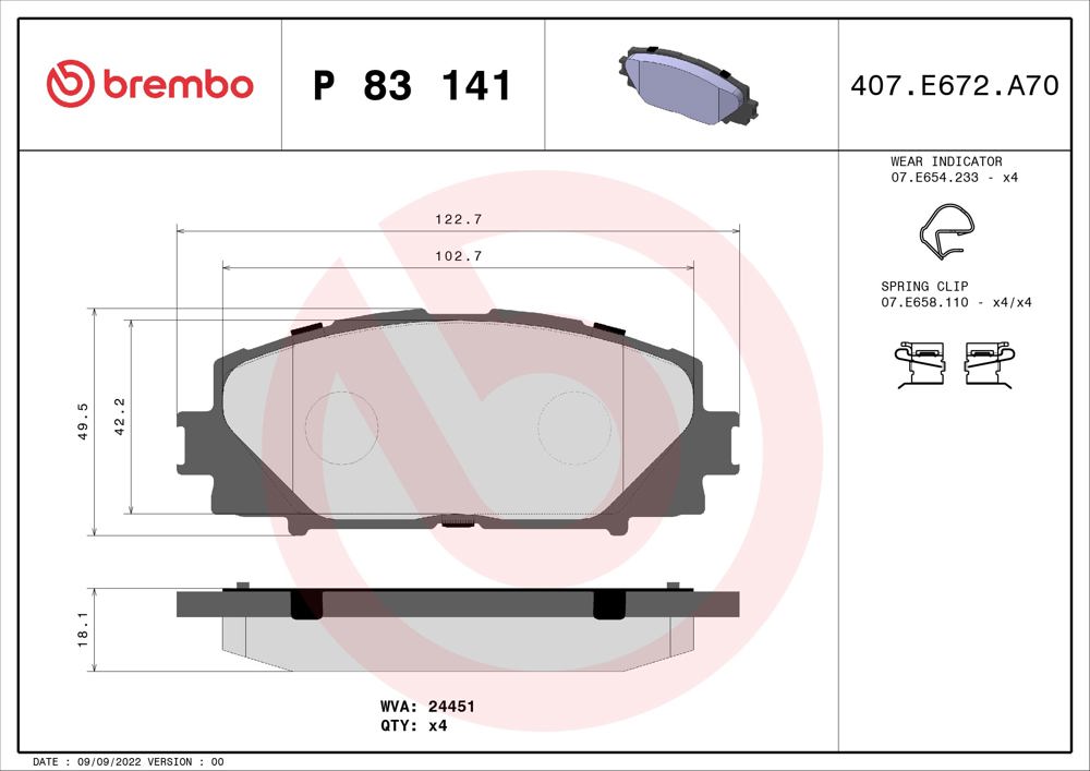 Klocki hamulcowe BREMBO P 83 141