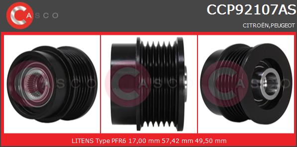 Koło pasowe alternatora CASCO CCP92107AS