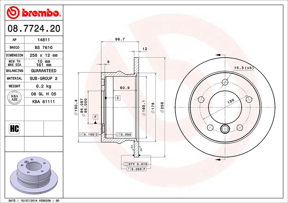 Tarcza hamulcowa BREMBO 08.7724.20