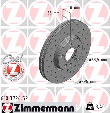 Tarcza hamulcowa ZIMMERMANN 610.3724.52