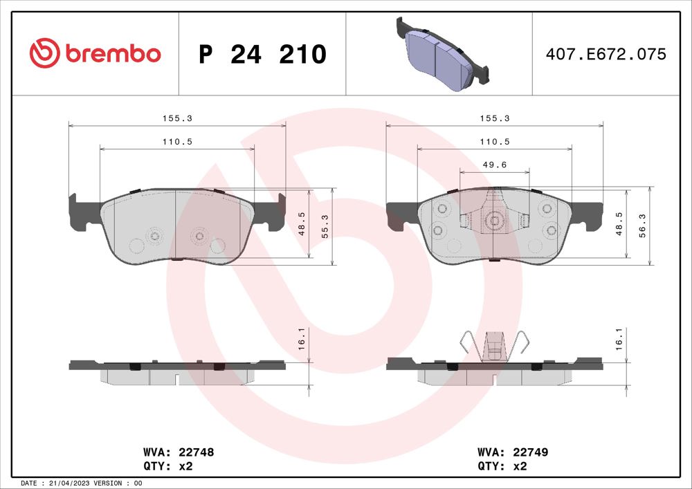 Klocki hamulcowe BREMBO P 24 210