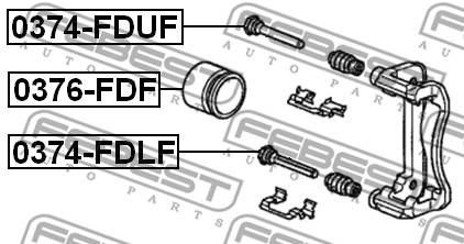 Sworzeń prowadzący  zacisk hamulca FEBEST 0374-FDUF