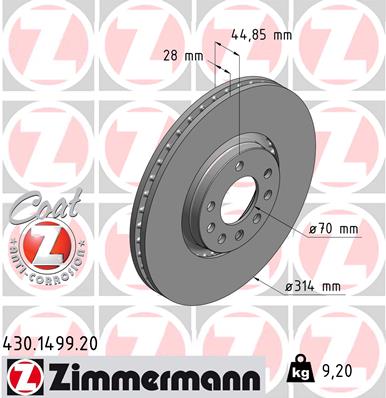 Tarcza hamulcowa ZIMMERMANN 430.1499.20