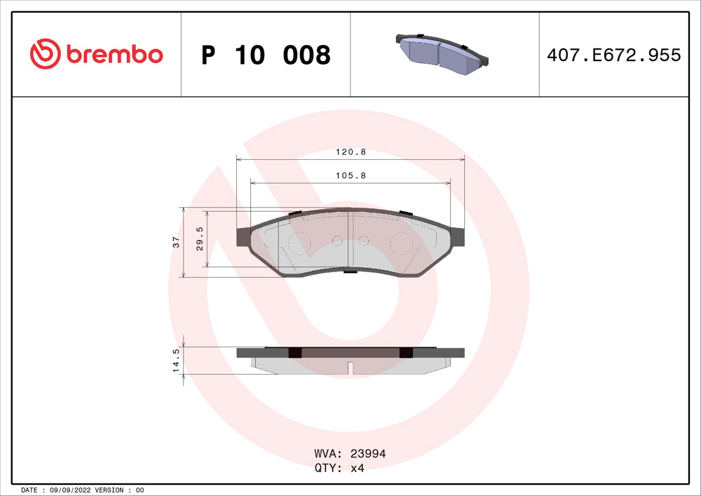Klocki hamulcowe BREMBO P 10 008