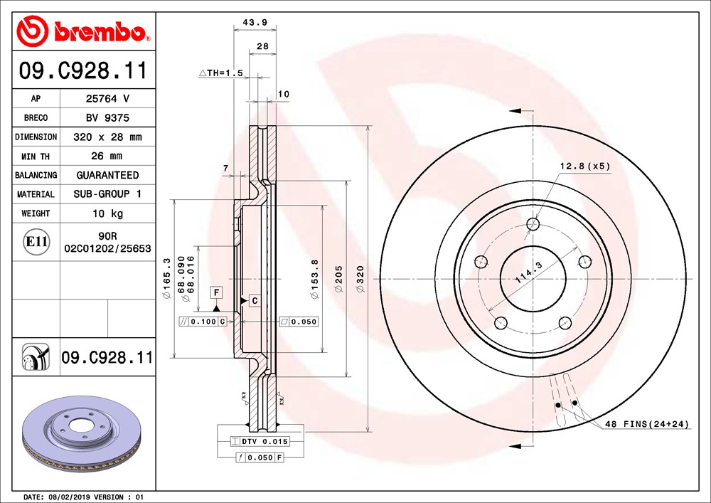 Tarcza hamulcowa BREMBO 09.C928.11