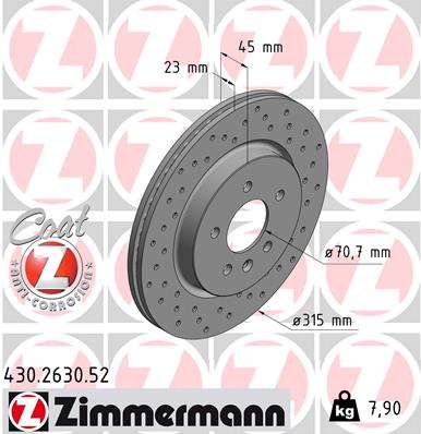 Tarcza hamulcowa ZIMMERMANN 430.2630.52