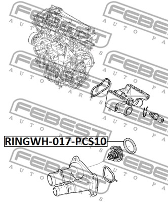 Uszczelka króćca układu chłodzenia FEBEST RINGWH-017-PCS10