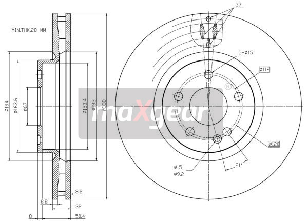 Tarcza hamulcowa MAXGEAR 19-3359