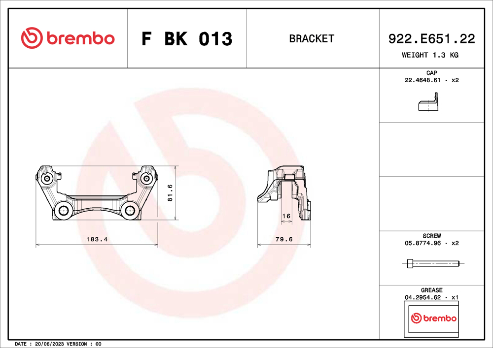 Mocowanie zacisku hamulca - zestaw BREMBO F BK 013