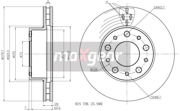 Tarcza hamulcowa MAXGEAR 19-1334