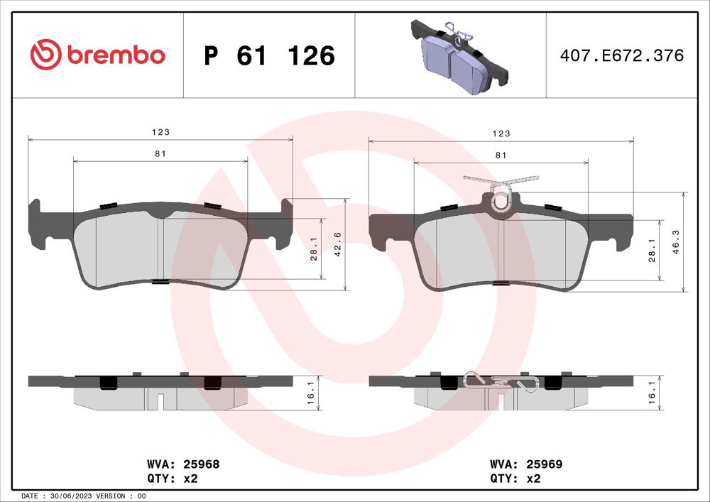 Klocki hamulcowe BREMBO P 61 126